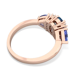 Blue Topaz Antique Style Three Stone 14K Rose Gold ring R2186