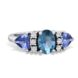 Blue Topaz Antique Style Three Stone 14K White Gold ring R2186