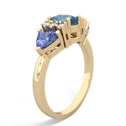 Blue Topaz Antique Style Three Stone 14K Yellow Gold ring R2186