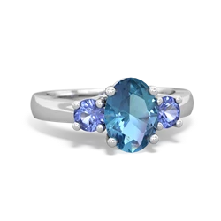 Blue Topaz Three Stone Oval Trellis 14K White Gold ring R4024