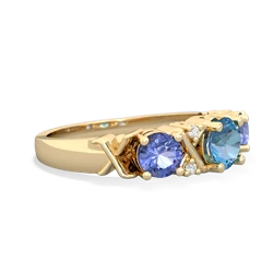 Blue Topaz Hugs And Kisses 14K Yellow Gold ring R5016