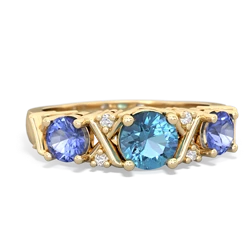 Blue Topaz Hugs And Kisses 14K Yellow Gold ring R5016