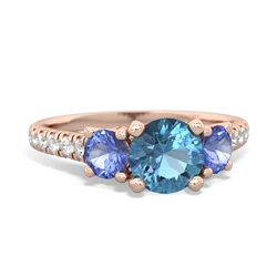 Blue Topaz Pave Trellis 14K Rose Gold ring R5500