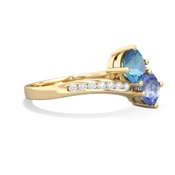 Blue Topaz Channel Set Two Stone 14K Yellow Gold ring R5303