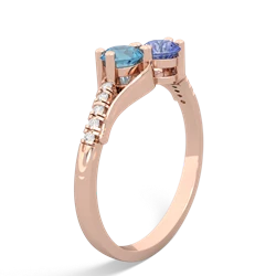 Blue Topaz Infinity Pave Two Stone 14K Rose Gold ring R5285