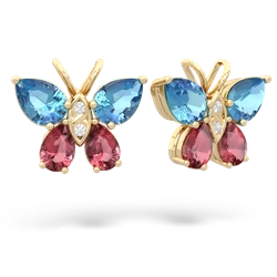 Blue Topaz Butterfly 14K Yellow Gold earrings E2215