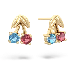 Blue Topaz Sweet Cherries 14K Yellow Gold earrings E7001