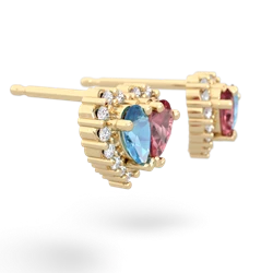 Blue Topaz Halo 14K Yellow Gold earrings E7008