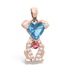 Blue Topaz Puppy Love 14K Rose Gold pendant P5800