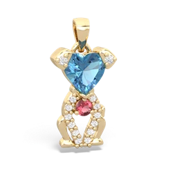 Blue Topaz Puppy Love 14K Yellow Gold pendant P5800