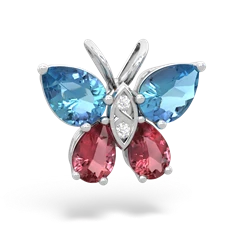 Blue Topaz Butterfly 14K White Gold pendant P2215