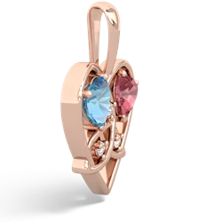 Blue Topaz Celtic Trinity Heart 14K Rose Gold pendant P5331