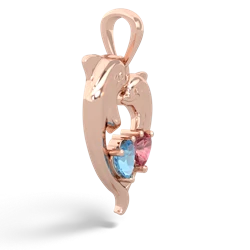 Blue Topaz Dolphin Heart 14K Rose Gold pendant P5820