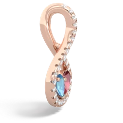 Blue Topaz Pave Twist 'One Heart' 14K Rose Gold pendant P5360