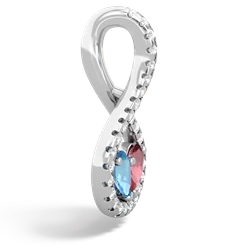 Blue Topaz Pave Twist 'One Heart' 14K White Gold pendant P5360