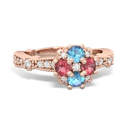 Blue Topaz Sparkling Tiara Cluster 14K Rose Gold ring R26293RD