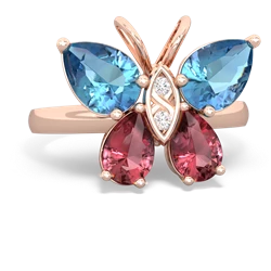 Blue Topaz Butterfly 14K Rose Gold ring R2215