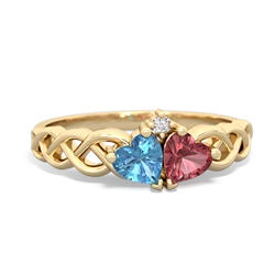 Blue Topaz Heart To Heart Braid 14K Yellow Gold ring R5870