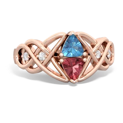 Blue Topaz Keepsake Celtic Knot 14K Rose Gold ring R5300