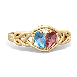 Blue Topaz Celtic Love Knot 14K Yellow Gold ring R5420