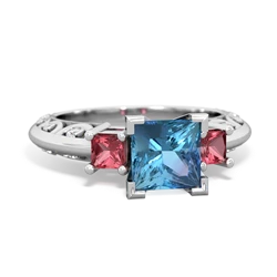 Blue Topaz Eternal Embrace Engagement 14K White Gold ring C2001