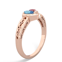 Blue Topaz Filligree 'One Heart' 14K Rose Gold ring R5070