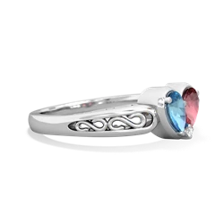 Blue Topaz Filligree 'One Heart' 14K White Gold ring R5070