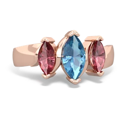 Blue Topaz Three Peeks 14K Rose Gold ring R2433