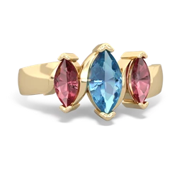 Blue Topaz Three Peeks 14K Yellow Gold ring R2433