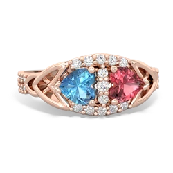 Blue Topaz Sparkling Celtic Knot 14K Rose Gold ring R2645