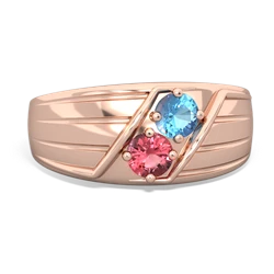 Blue Topaz Men's Streamline 14K Rose Gold ring R0460