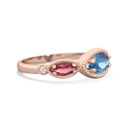 Blue Topaz Milgrain Marquise 14K Rose Gold ring R5700