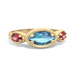 Blue Topaz Milgrain Marquise 14K Yellow Gold ring R5700