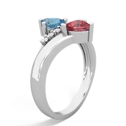 Blue Topaz Heart To Heart 14K White Gold ring R2064