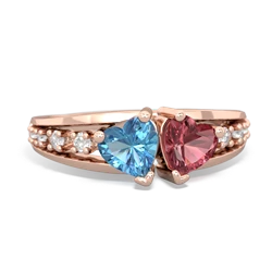 Blue Topaz Heart To Heart 14K Rose Gold ring R3342