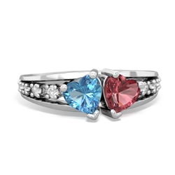 Blue Topaz Heart To Heart 14K White Gold ring R3342