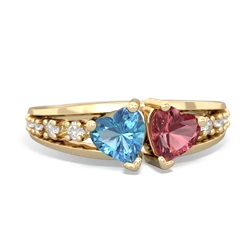 Blue Topaz Heart To Heart 14K Yellow Gold ring R3342