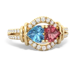 Blue Topaz Art-Deco Keepsake 14K Yellow Gold ring R5630