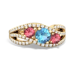 Blue Topaz Three Stone Aurora 14K Yellow Gold ring R3080