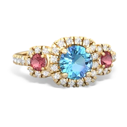 Blue Topaz Regal Halo 14K Yellow Gold ring R5350