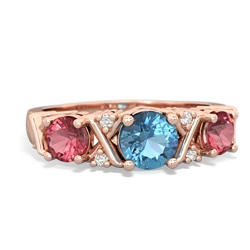 Blue Topaz Hugs And Kisses 14K Rose Gold ring R5016