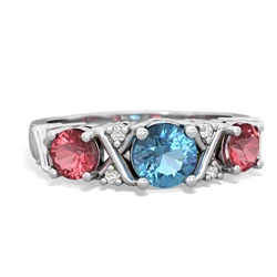 Blue Topaz Hugs And Kisses 14K White Gold ring R5016