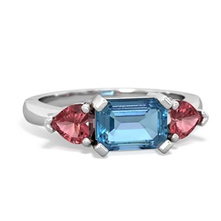 Blue Topaz Three Stone 14K White Gold ring R5235