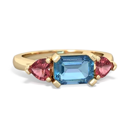 Blue Topaz Three Stone 14K Yellow Gold ring R5235