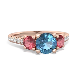 Blue Topaz Pave Trellis 14K Rose Gold ring R5500