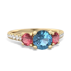 Blue Topaz Pave Trellis 14K Yellow Gold ring R5500