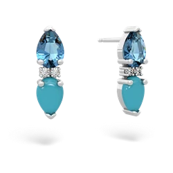 Blue Topaz Bowtie Drop 14K White Gold earrings E0865