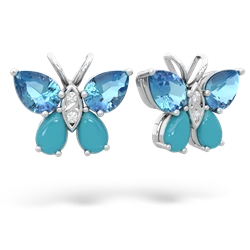 Blue Topaz Butterfly 14K White Gold earrings E2215