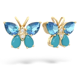 Blue Topaz Butterfly 14K Yellow Gold earrings E2215