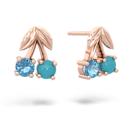 Blue Topaz Sweet Cherries 14K Rose Gold earrings E7001